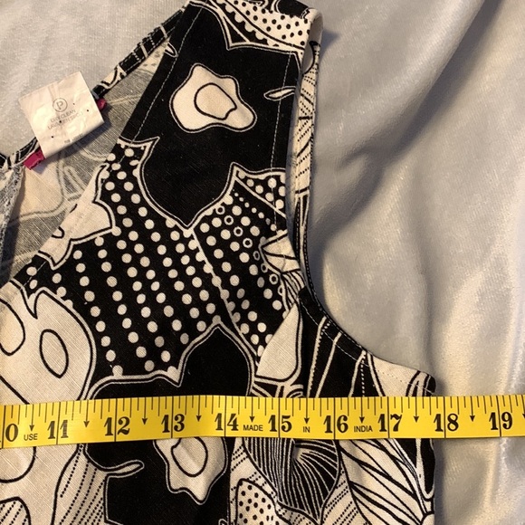 Enough about me! Sz 8 linen long black white floral tropical Hawaiian dress y2k - Picture 4 of 6